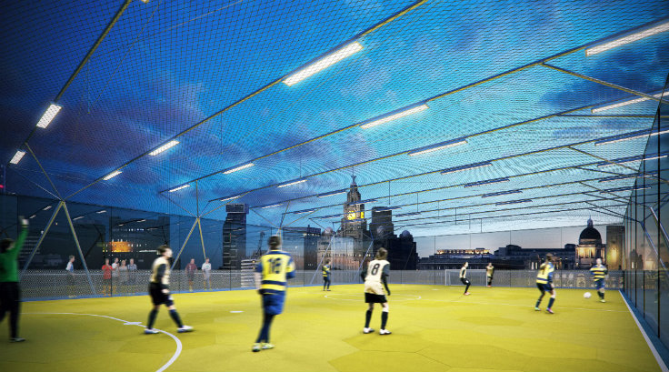 Multi-storey football pitches for central London by Amanda Levete