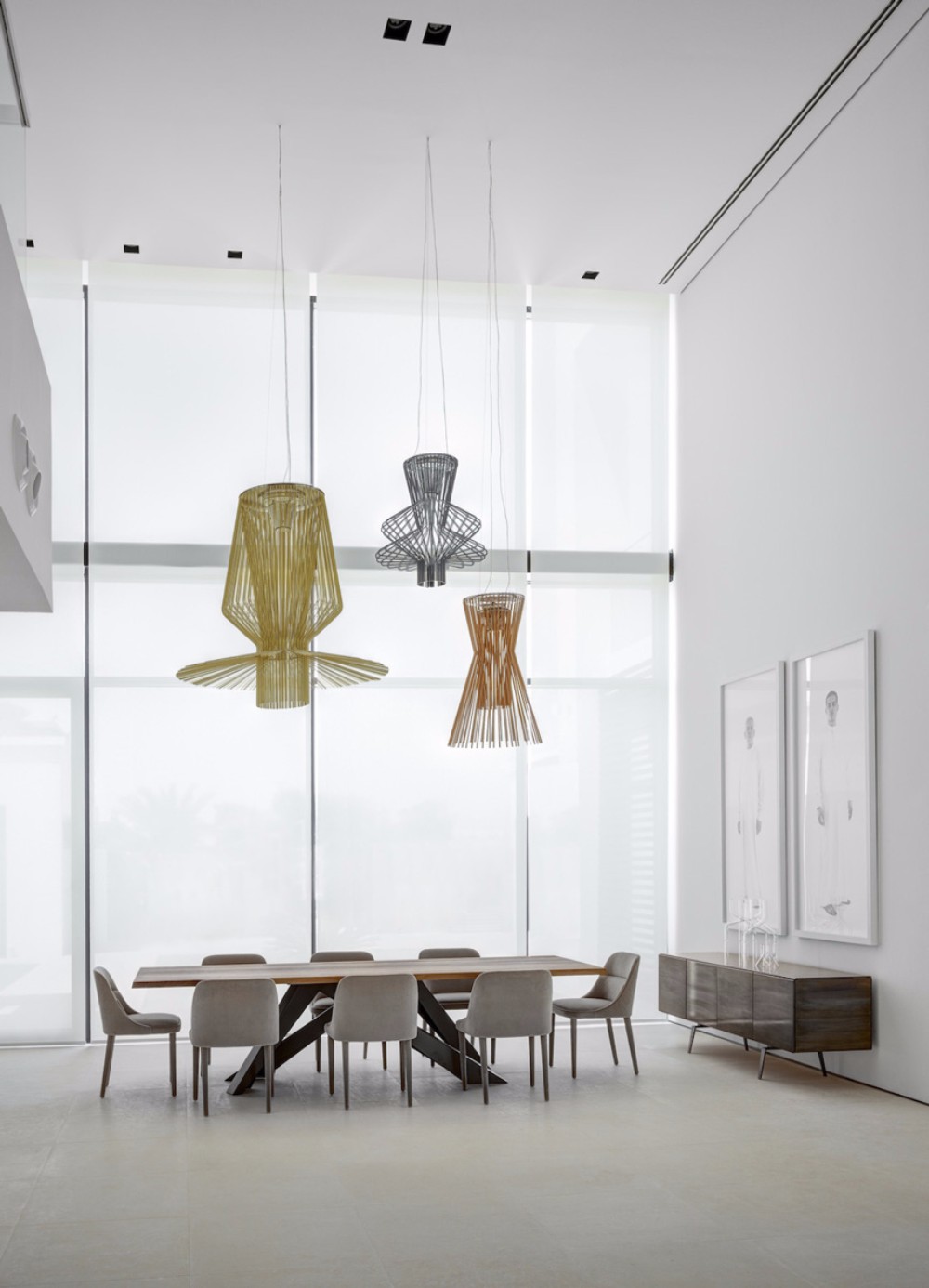 Minimalist Interior Design by VSHD Design with Mid-Century Lamps