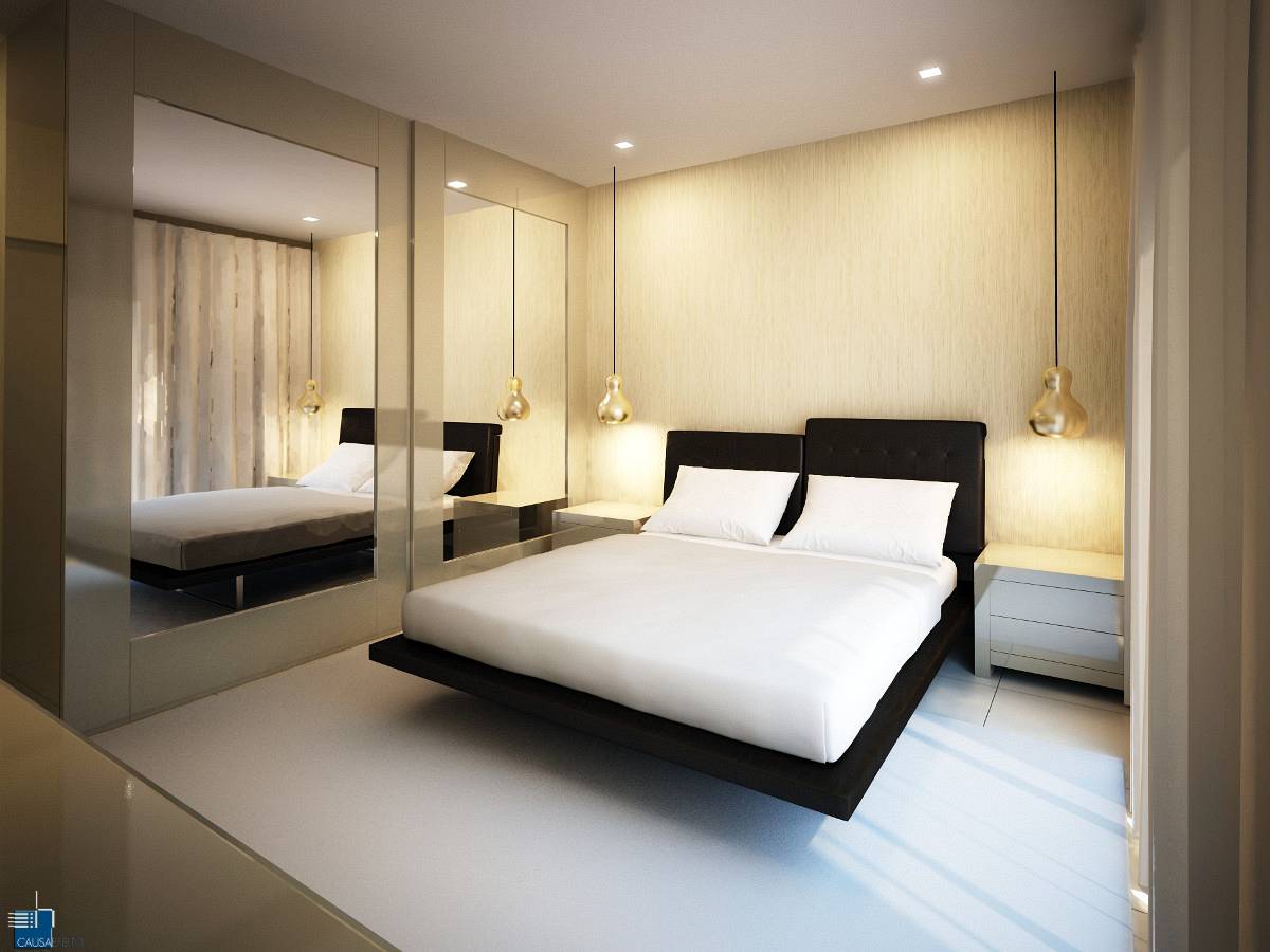 A Luxurious Modern Apartment with Vibrant Colors and Modern Lamps