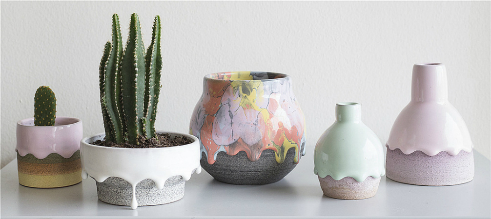 Unique Design- Pastel Rainbow Drip Vessels for a Summer Decor