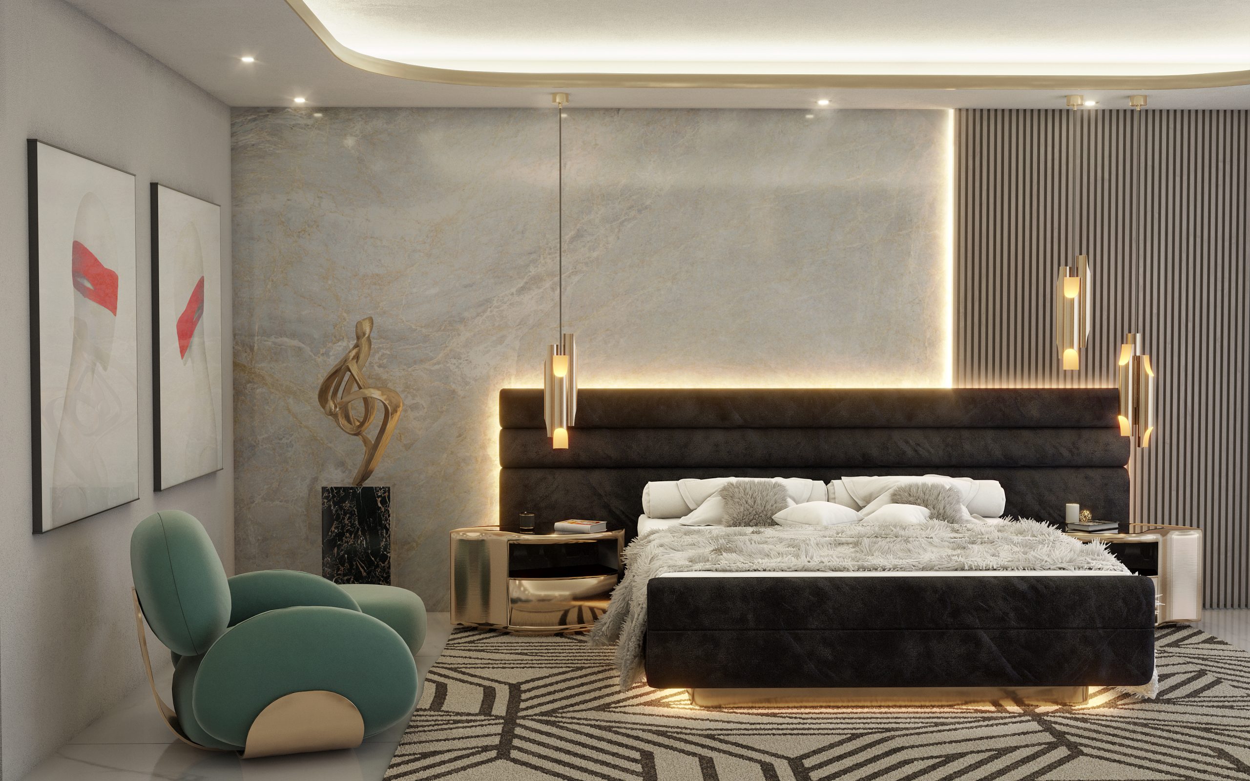 Shop The Look: Discover How You Can Pull Off The Luxurious All-Black Master Bedroom of Pepe Calderin’s Penthouse in Miami